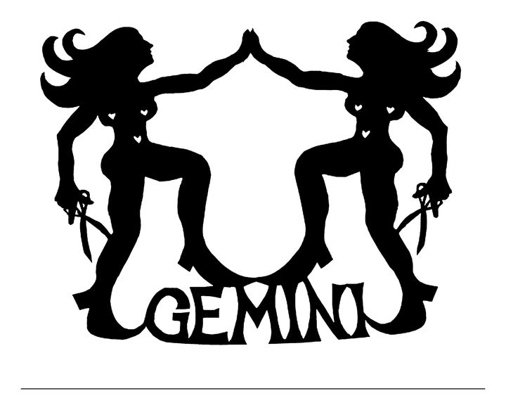 Papirklip: to kvinder med sakse giver hinanden high five hen over ordet GEMINI.
